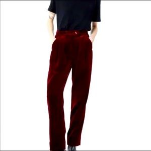 THE KOOPLES BURGUNDY CARROT PANTS IN VELVET